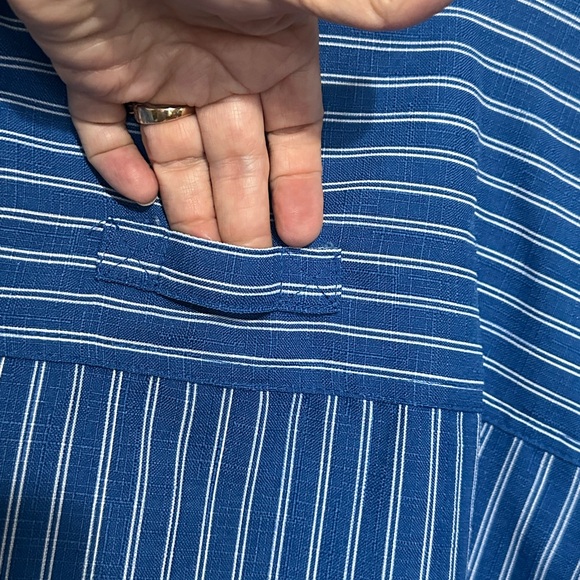 John Blair Blue/White Striped Men’s Shirt Short Sleeve Button Up Collar EUC! - Picture 6 of 10